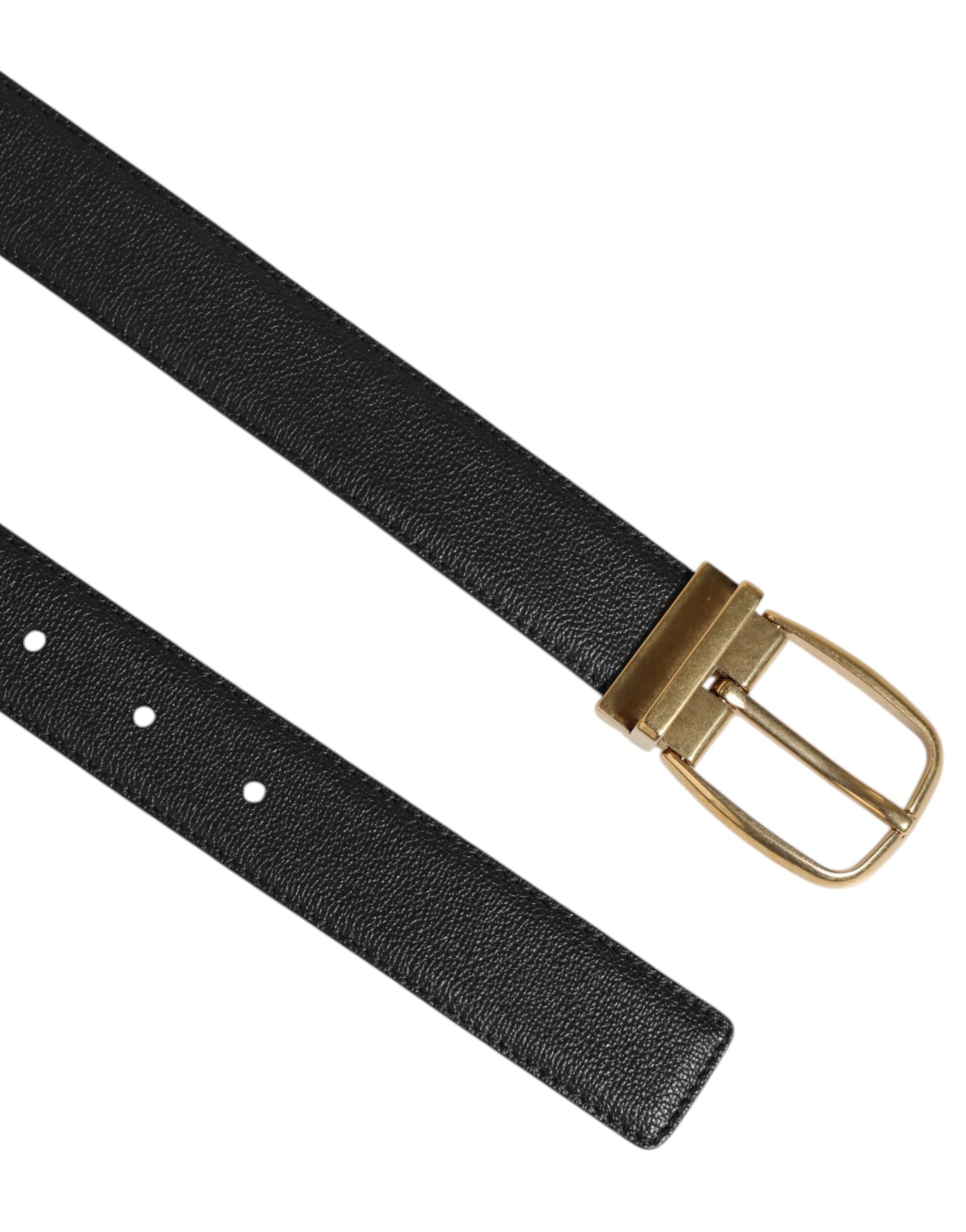 Dolce & Gabbana Schwarzer Ledergürtel mit klassischer Metallschnalle und Logo