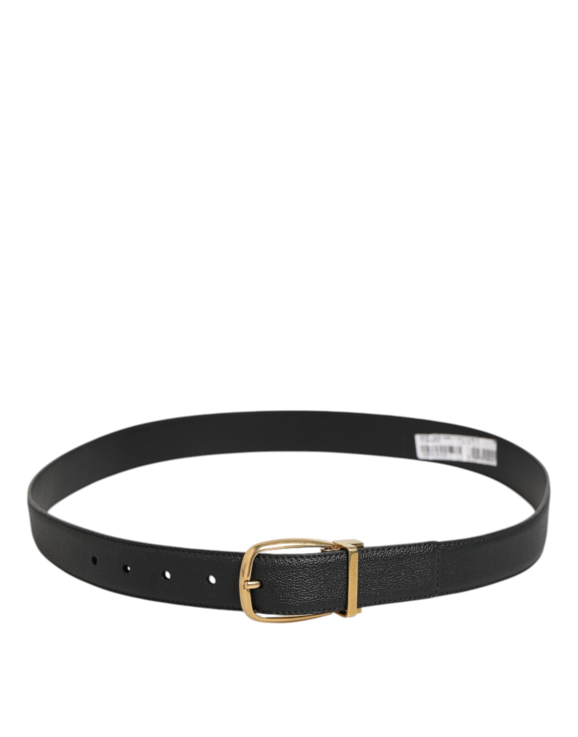 Dolce & Gabbana Schwarzer Ledergürtel mit klassischer Metallschnalle und Logo
