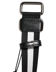 Dolce & Gabbana Gürtel mit schwarz-weiß gestreiftem Logo und Metallschnalle