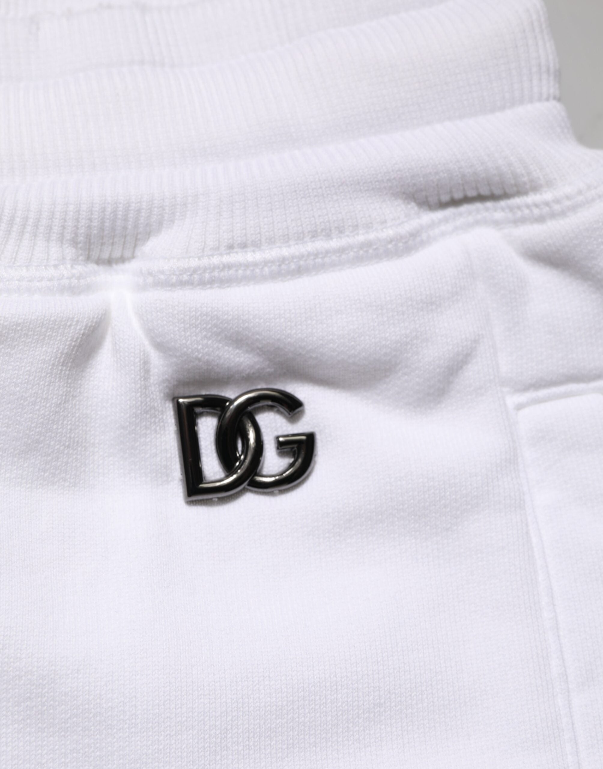 Dolce & Gabbana Weiße Baumwoll-Bermuda-Sweatpants-Shorts mit Rissen