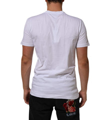 Dolce & Gabbana Weißes Baumwoll-T-Shirt mit Logo-Print und Rundhalsausschnitt