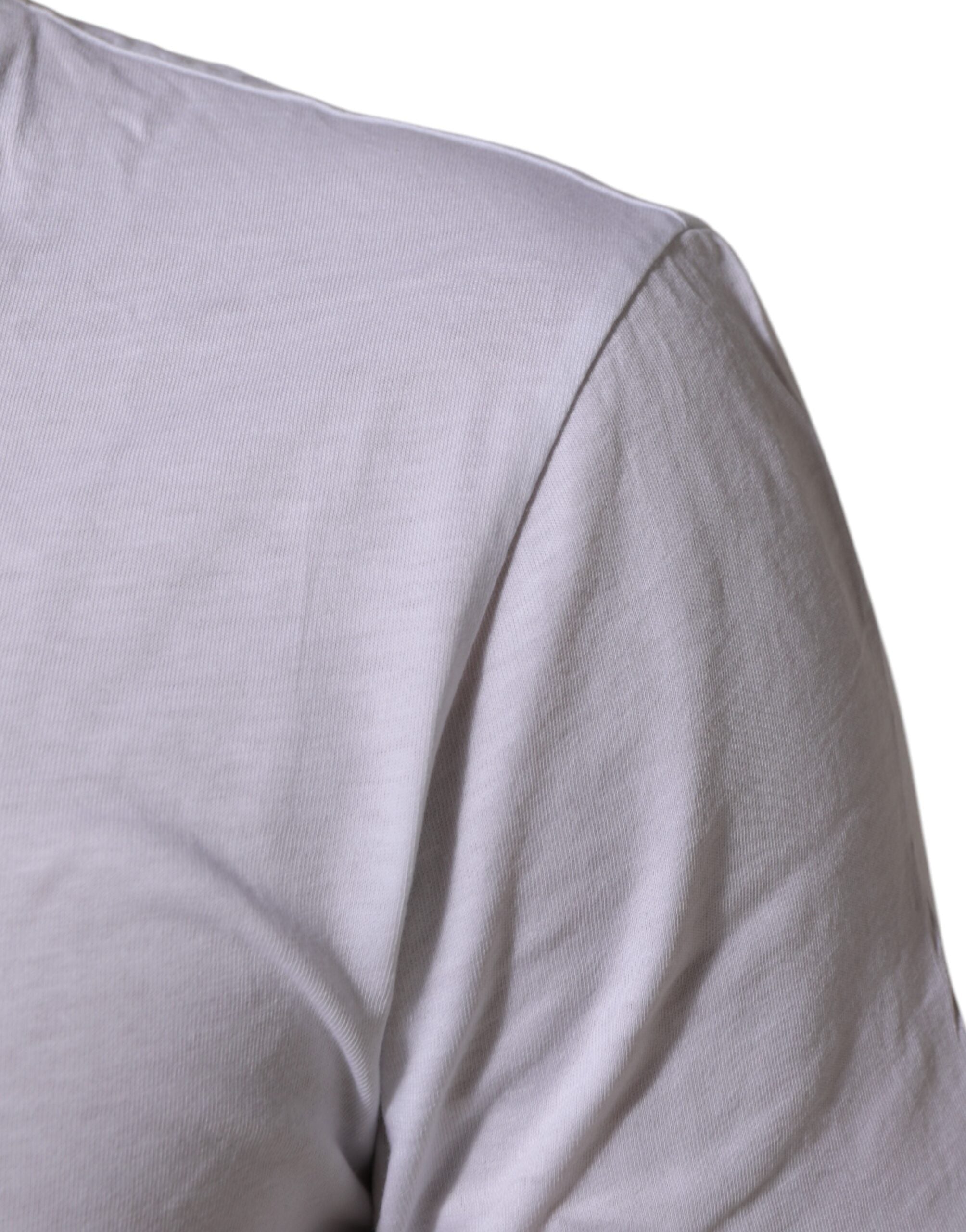 Dolce & Gabbana Weißes Baumwoll-T-Shirt mit Logo-Print und Rundhalsausschnitt