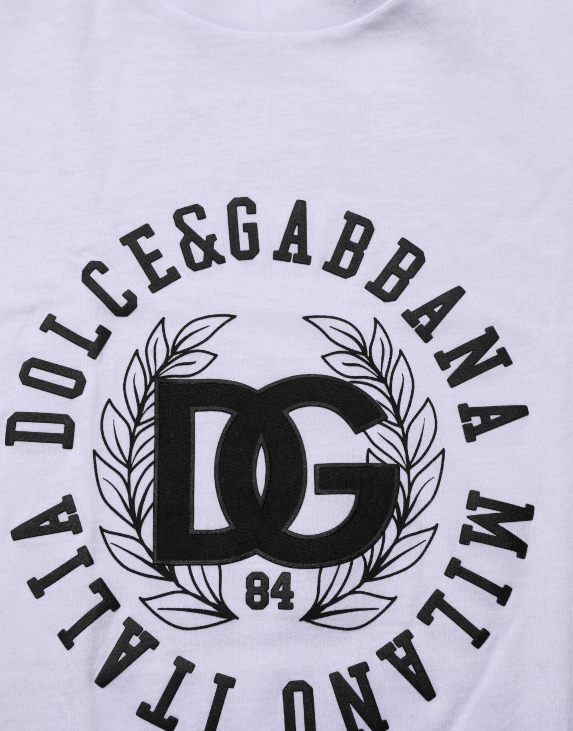 Dolce & Gabbana Weißes Baumwoll-T-Shirt mit Logo-Print und Rundhalsausschnitt