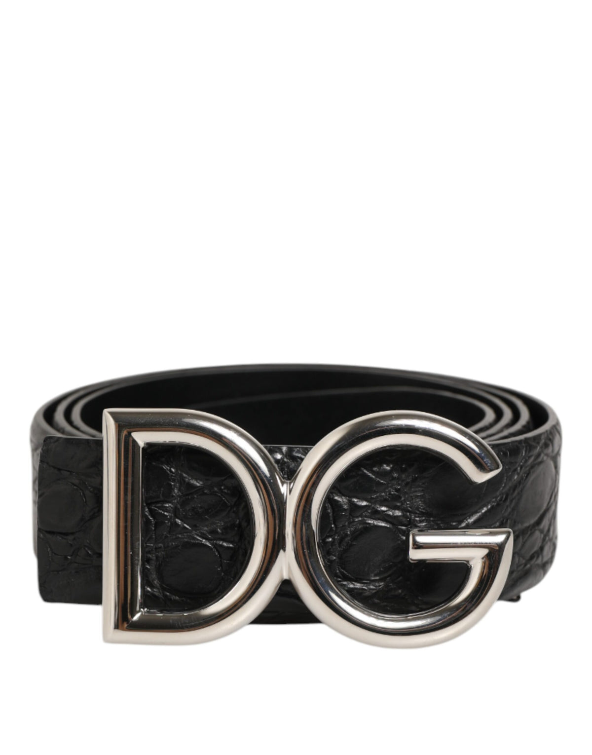 Dolce & Gabbana Gürtel aus schwarzem Exotenleder mit DG-Logo-Schnalle