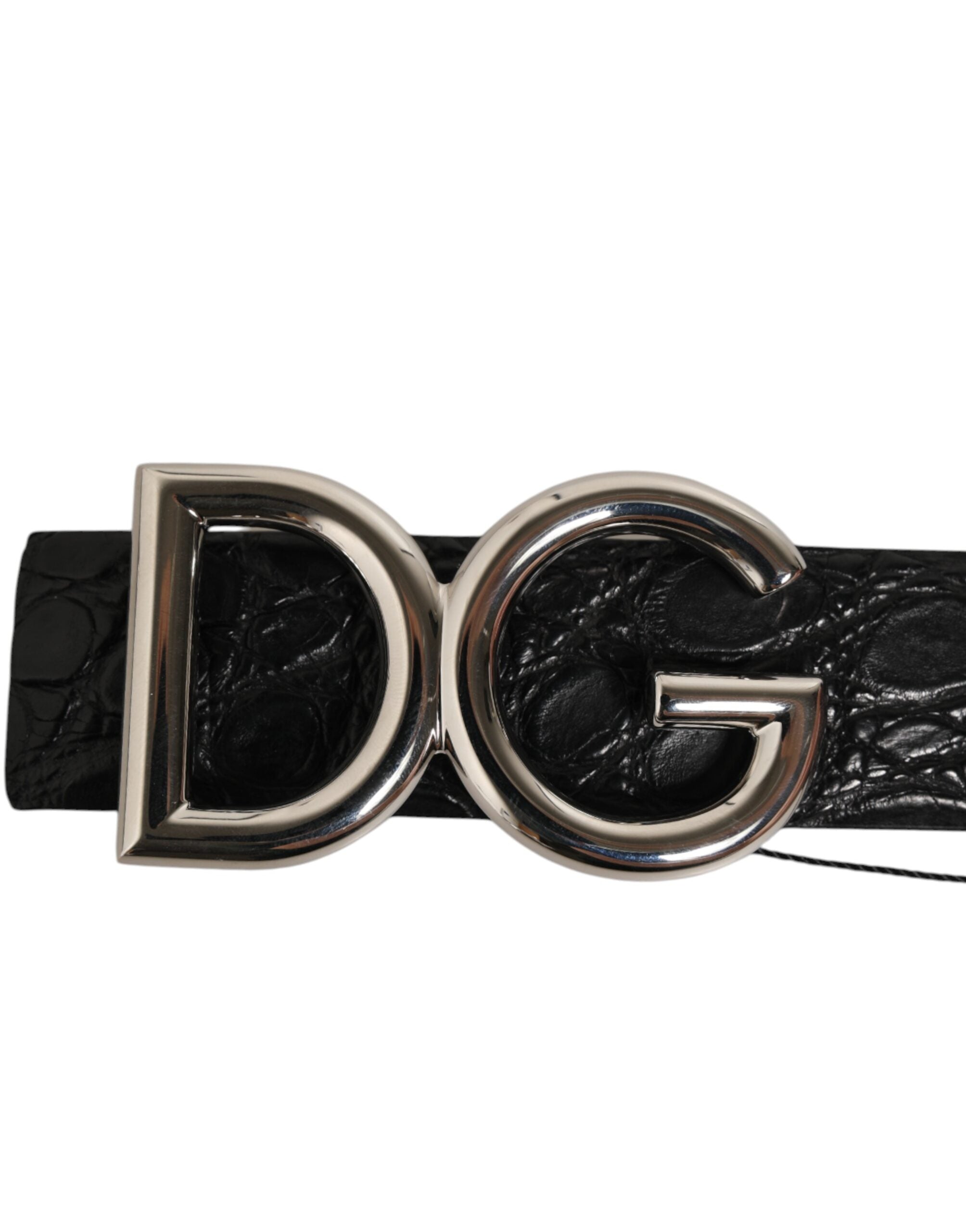 Dolce & Gabbana Gürtel aus schwarzem Exotenleder mit DG-Logo-Schnalle