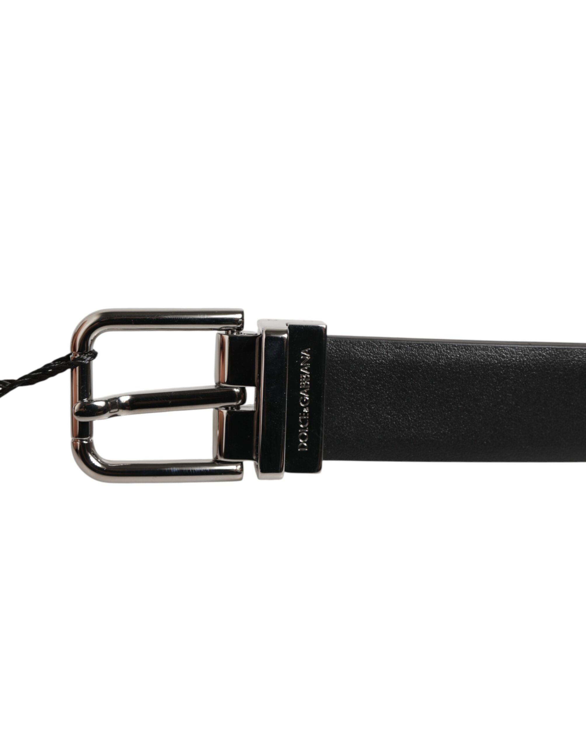 Dolce & Gabbana Zwarte Leren Riem met Zilverkleurige Gesp en Studs
