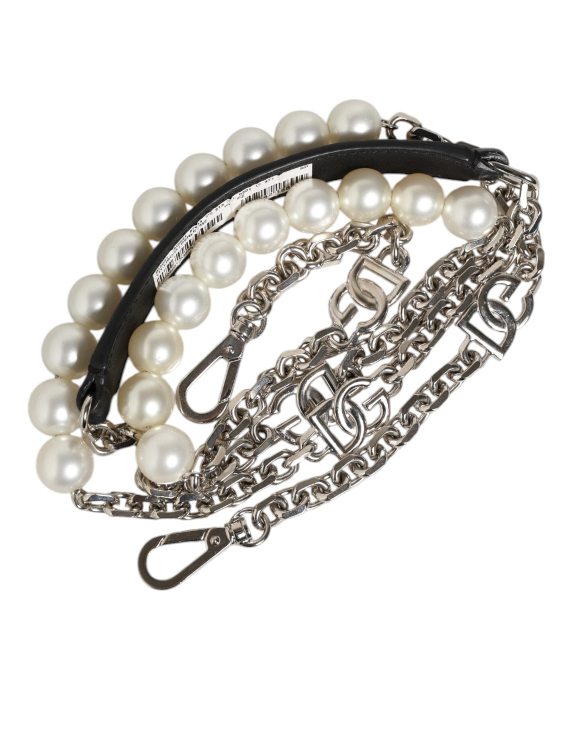 Dolce & Gabbana Zwart Lederen Parelketting Tas Accessoire Schouderband