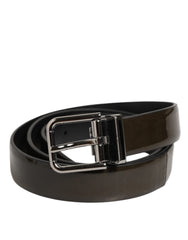 Dolce & Gabbana Brauner glänzender Ledergürtel mit klassischer Metallschnalle