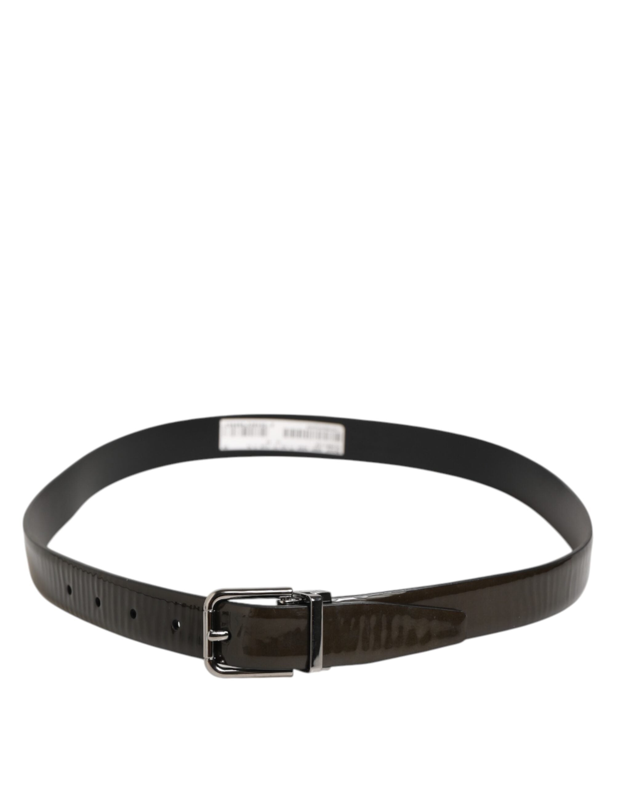 Dolce & Gabbana Brauner glänzender Ledergürtel mit klassischer Metallschnalle