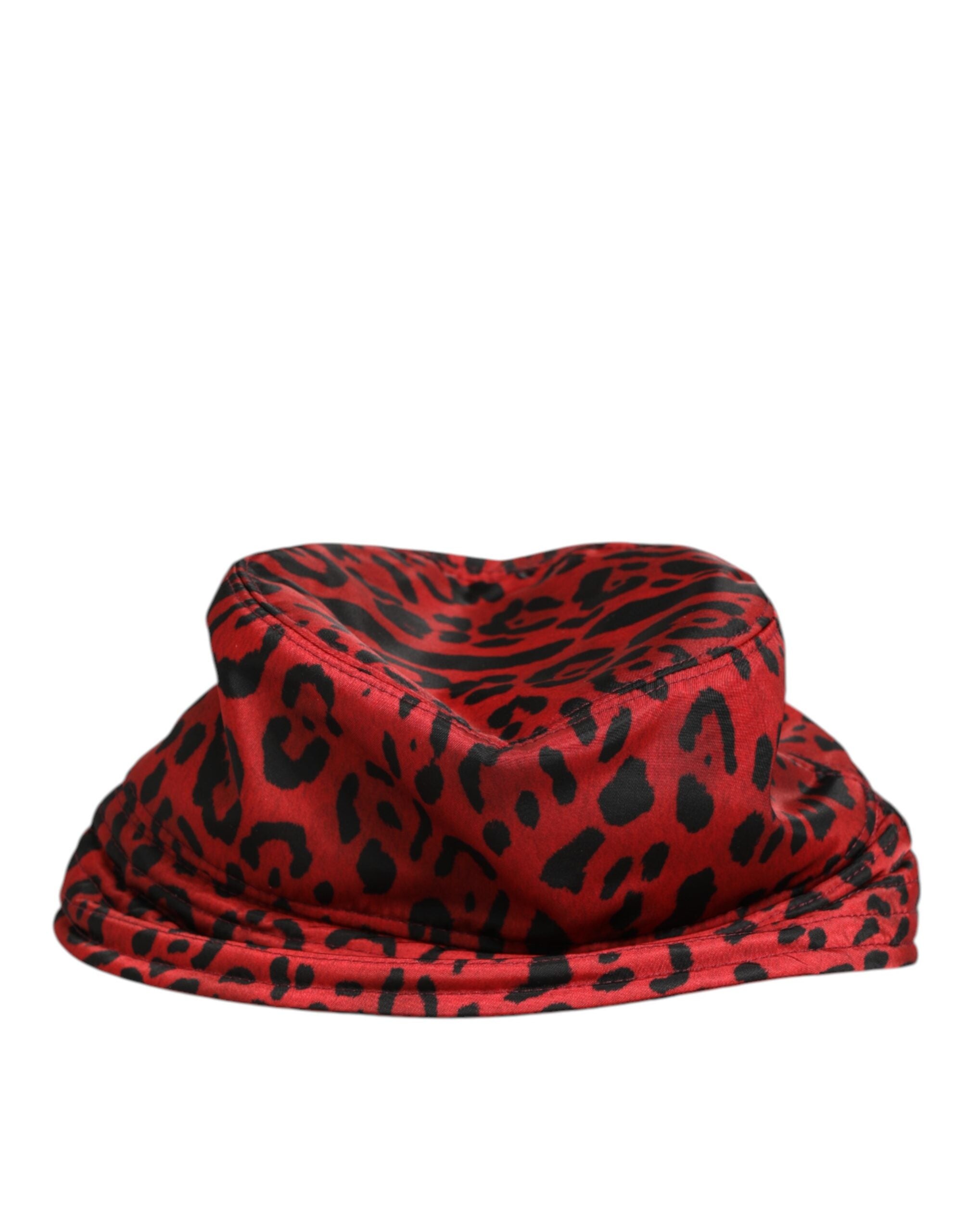 Dolce & Gabbana Rot Schwarz Nylon Leopardenmuster Fischerhut Herrenkappe