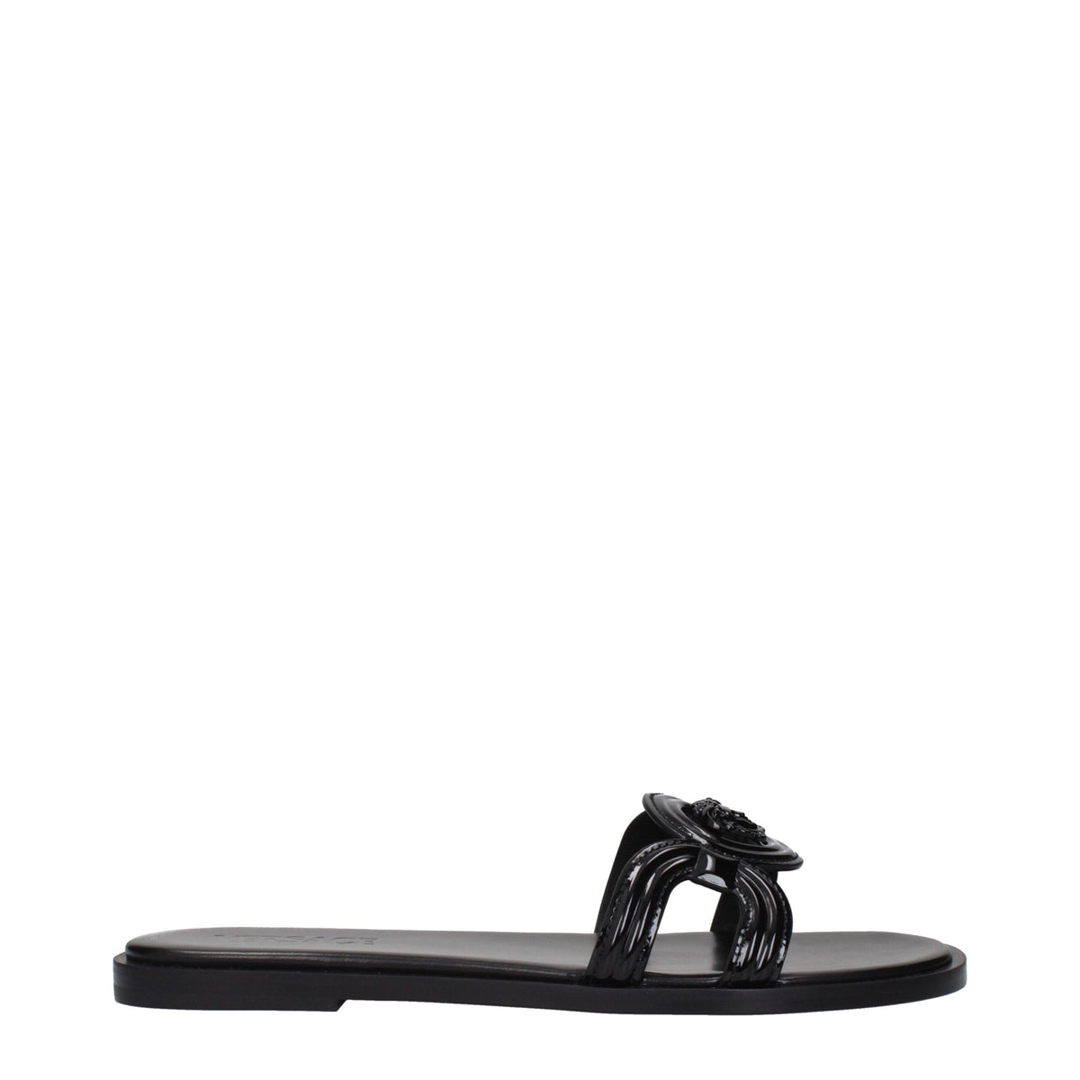 Versace Hausschuhe aus schwarzem Leder