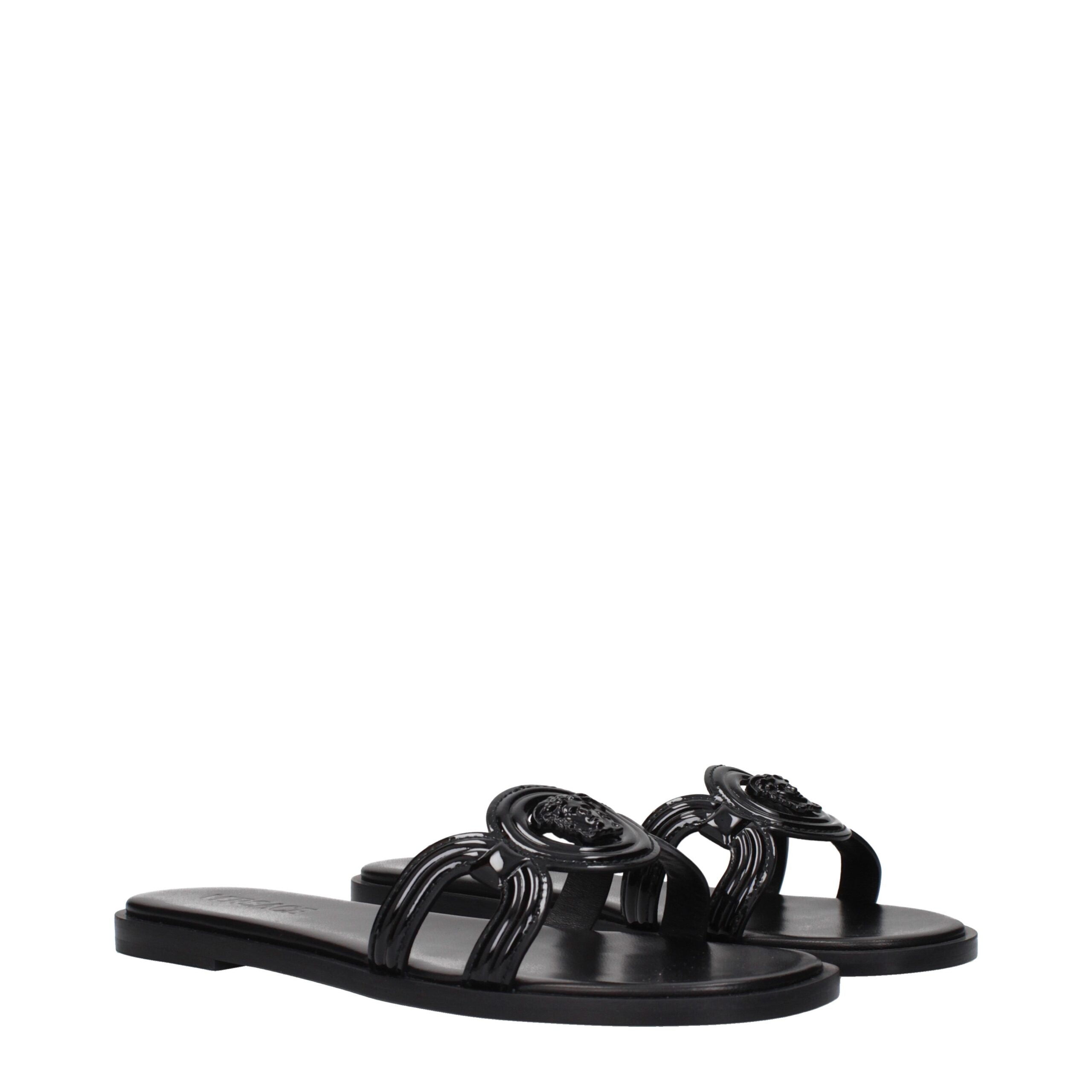 Versace Hausschuhe aus schwarzem Leder