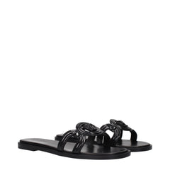 Versace Hausschuhe aus schwarzem Leder