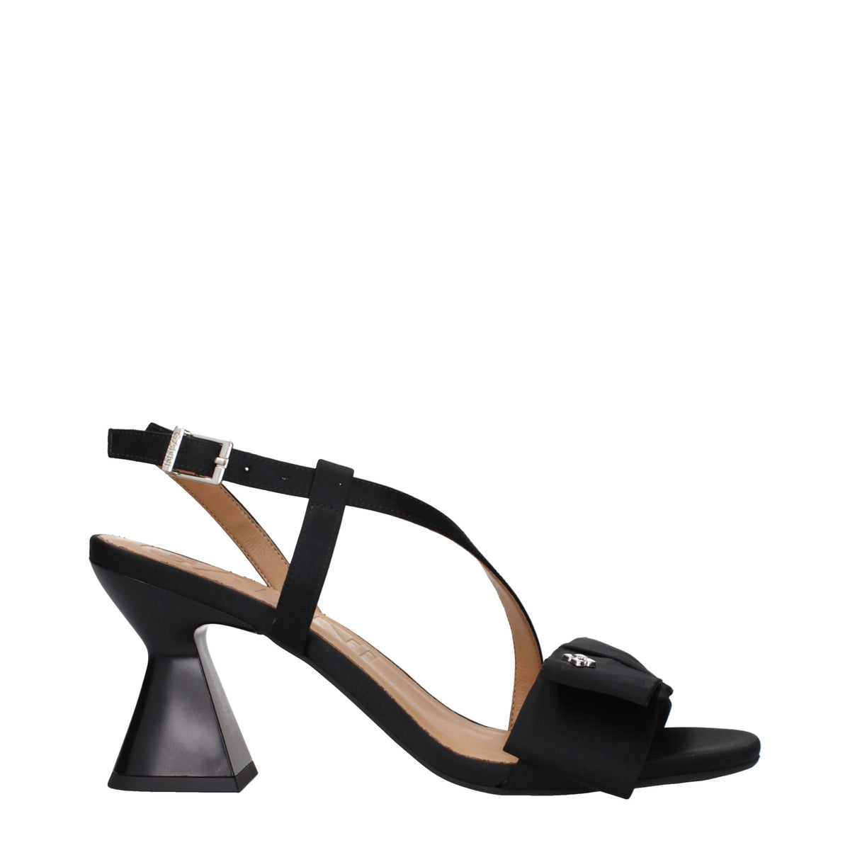 Ganni Schwarze Stoff-Plateau-Sandalen