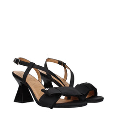 Ganni Schwarze Stoff-Plateau-Sandalen
