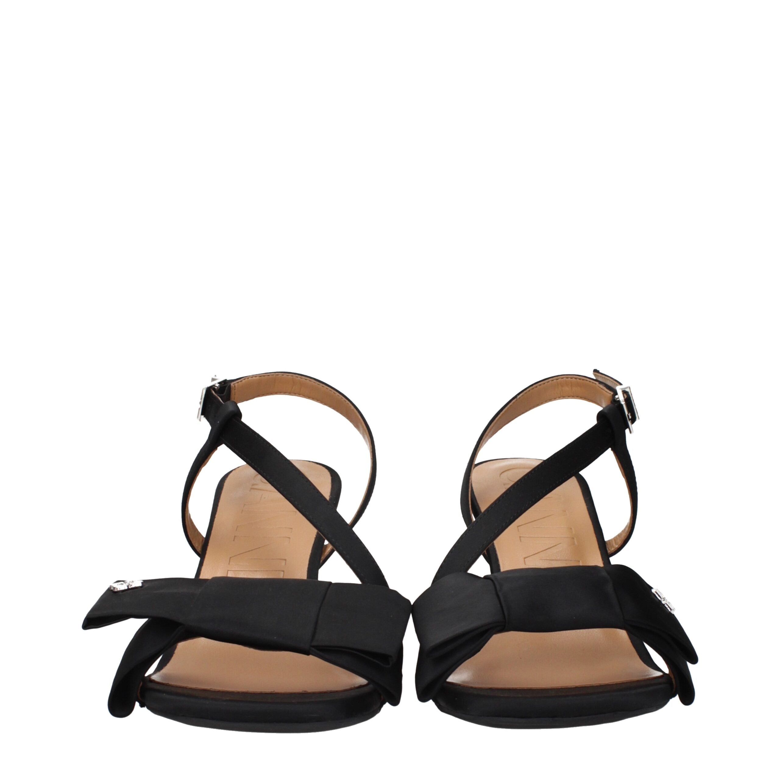 Ganni Schwarze Stoff-Plateau-Sandalen