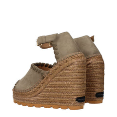 Stella McCartney Green Leather Wedge Sandals
