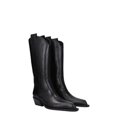 Off-White Black Leather High Heel Boots