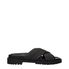 Off-White Groene Stoffen Platte Sandalen