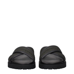 Off-White Groene Stoffen Platte Sandalen