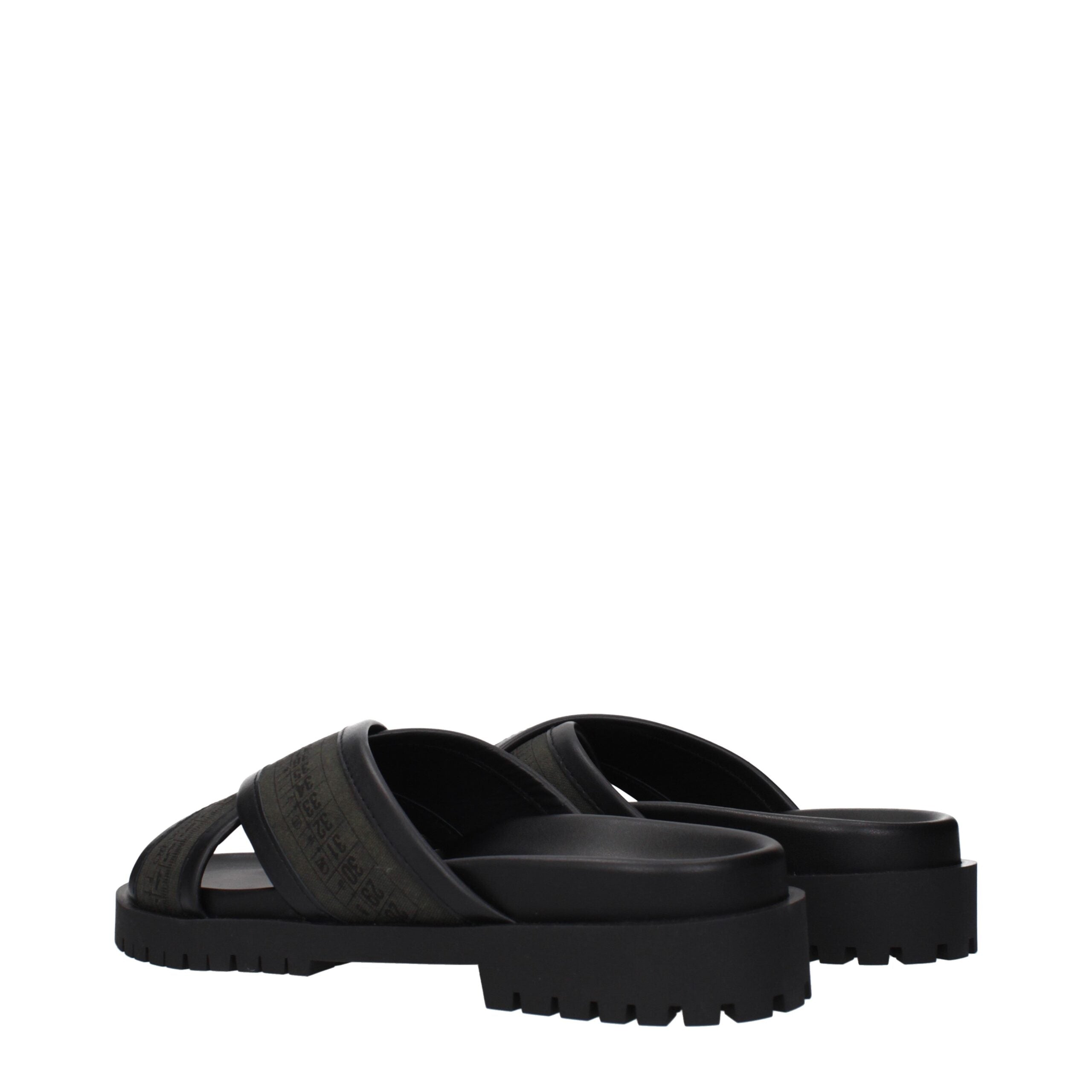 Off-White Groene Stoffen Platte Sandalen