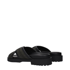 Off-White Groene Stoffen Platte Sandalen