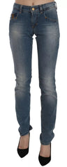John Galliano Blue Washed Mid Waist Skinny Casual Denim Pants