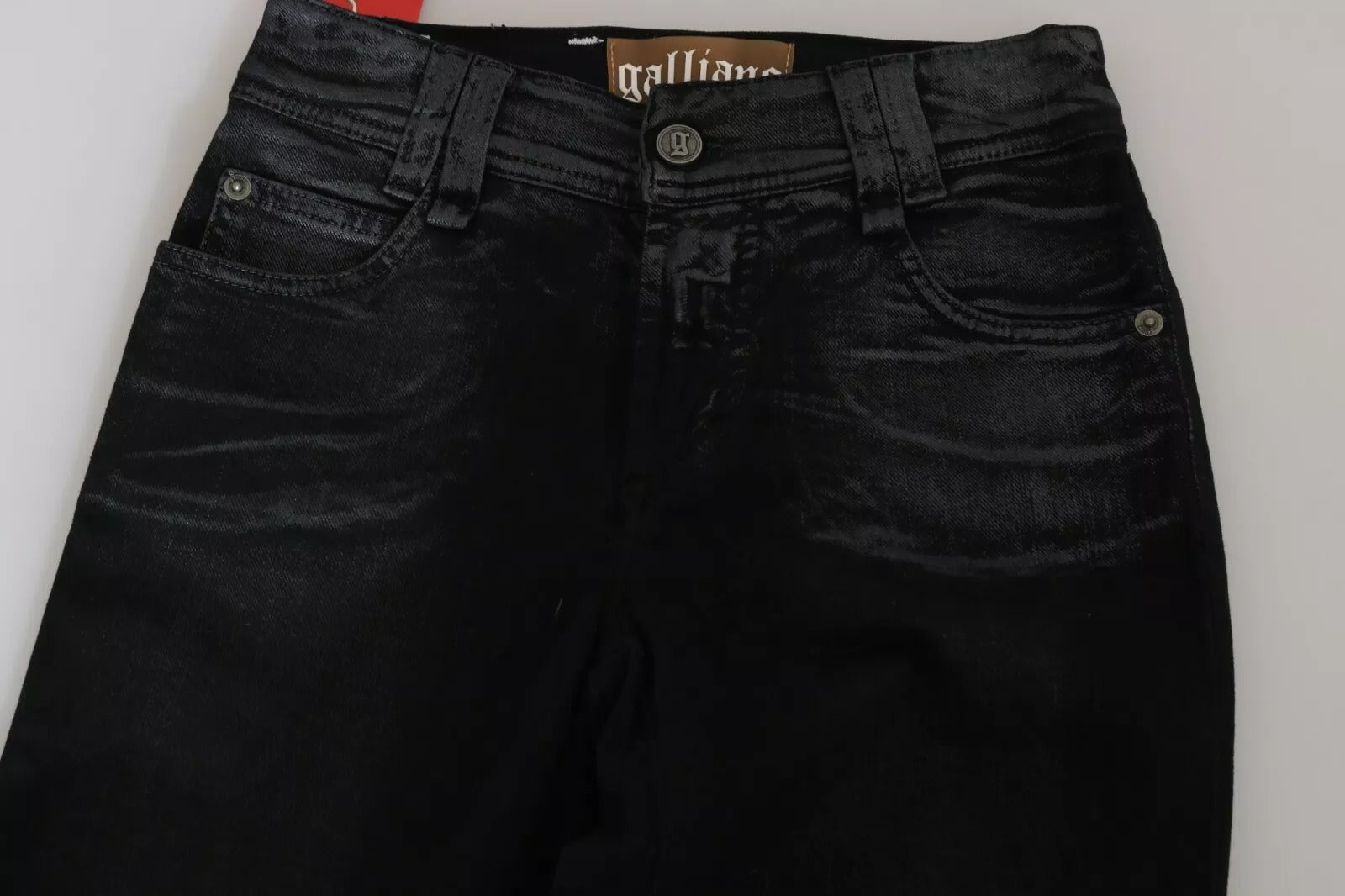 John Galliano Schwarze Washed High Waist Flared Denim Freizeithose Jeans