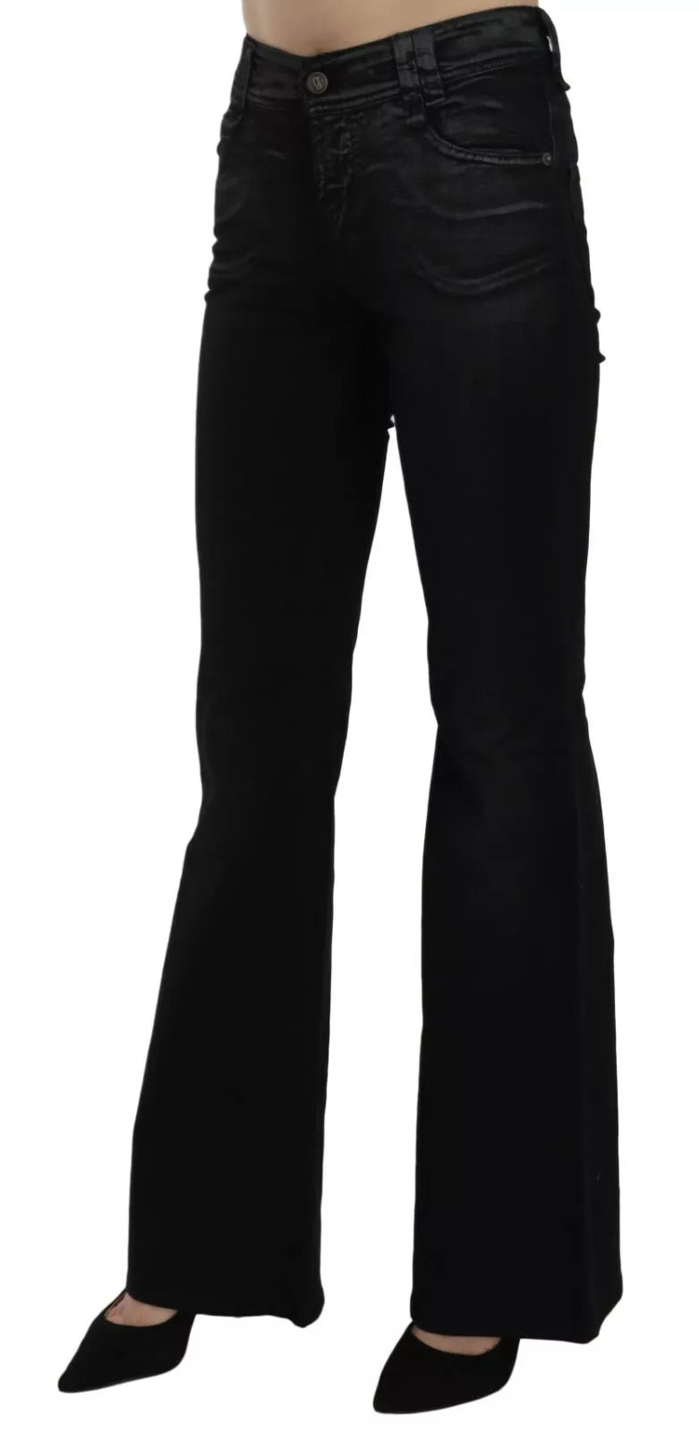 John Galliano Schwarze Washed High Waist Flared Denim Freizeithose Jeans
