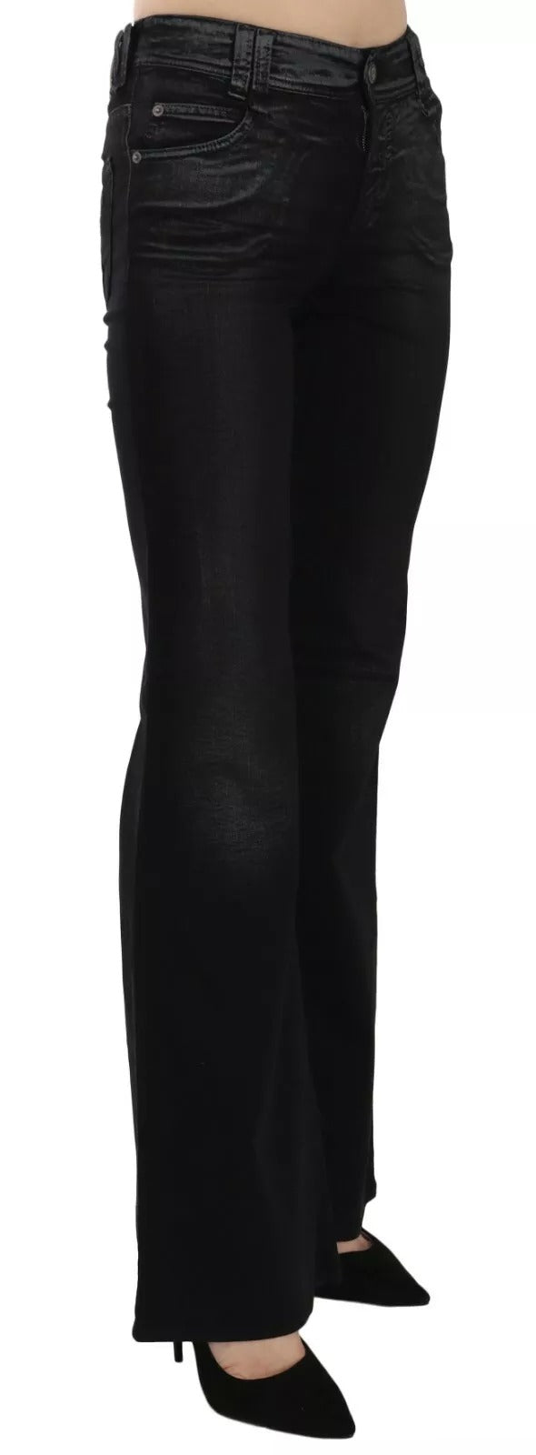 John Galliano Schwarze Washed High Waist Flared Denim Freizeithose Jeans