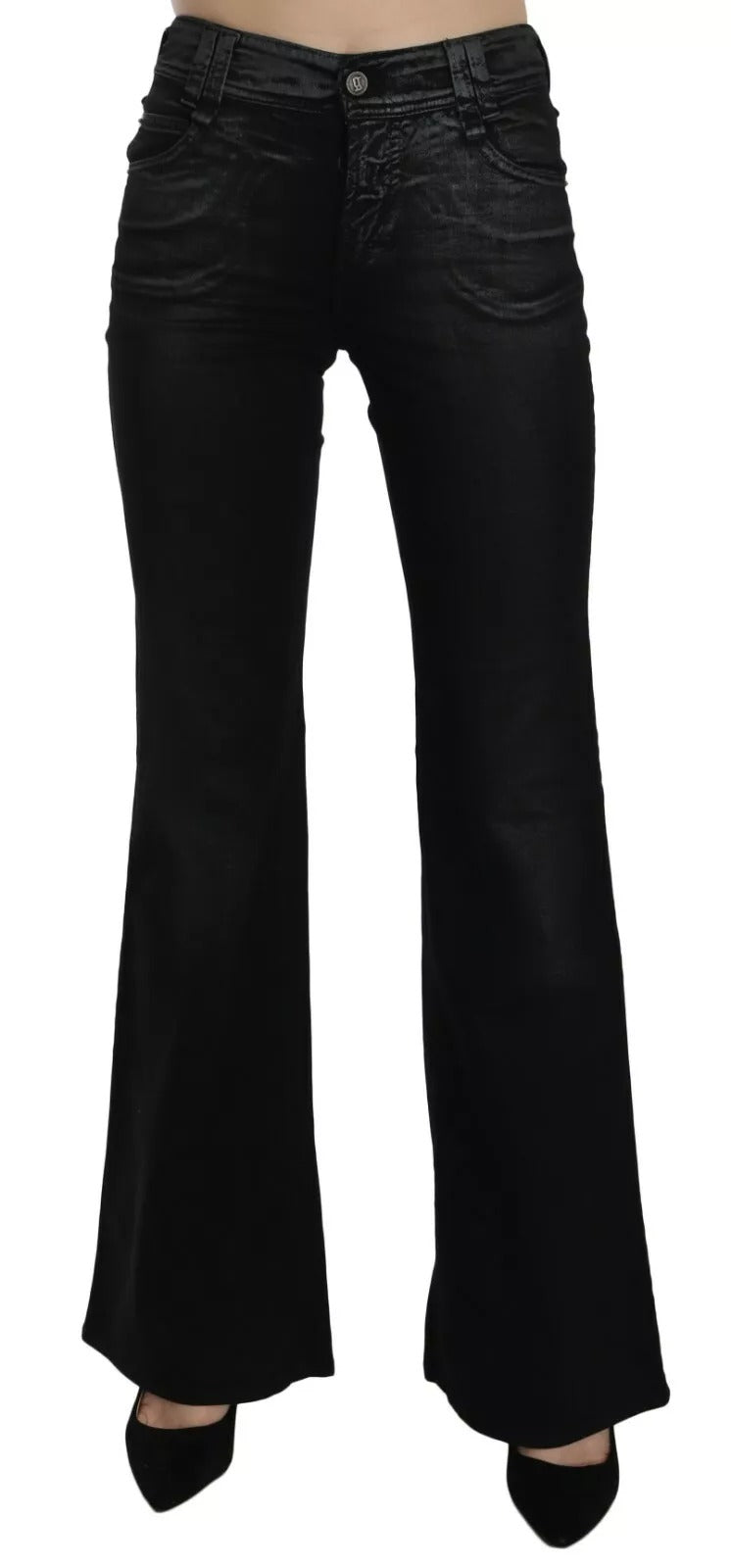 John Galliano Schwarze Washed High Waist Flared Denim Freizeithose Jeans