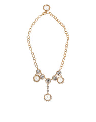 Dolce & Gabbana Gouden Kristallen Klok Hanger Statement Sieraden Ketting