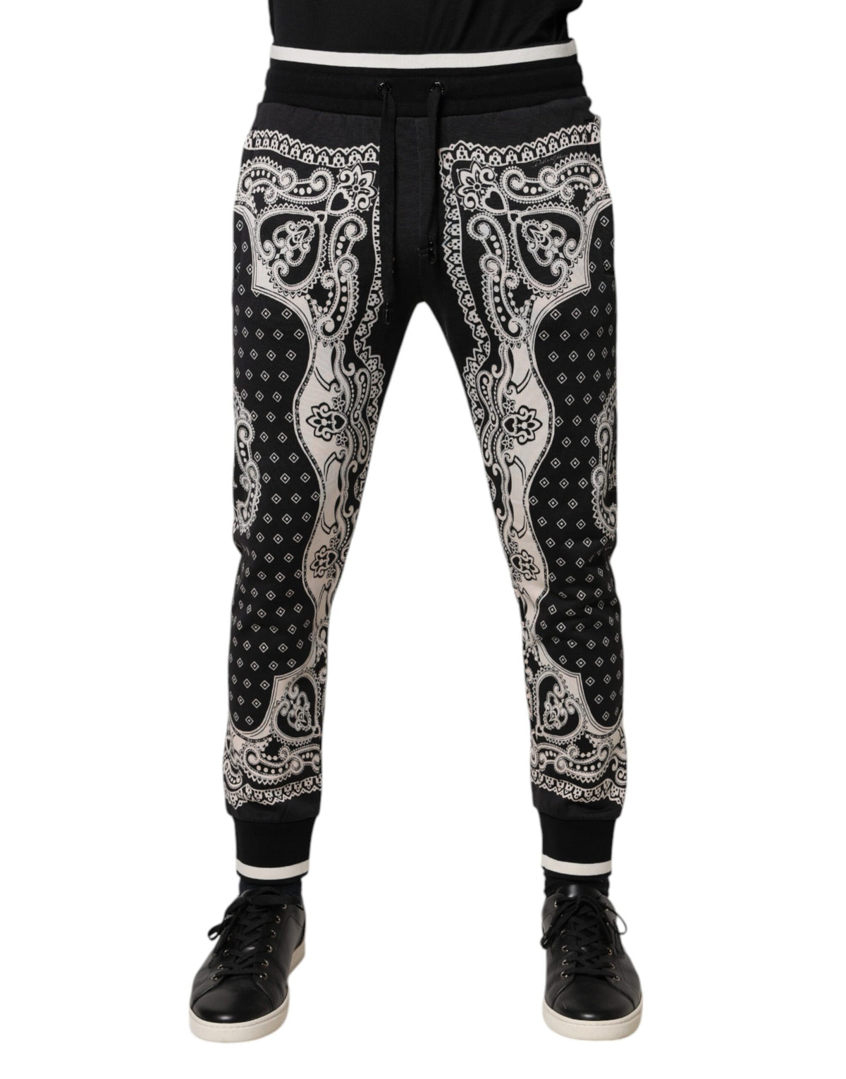 Dolce & Gabbana Schwarze Baumwoll-Bandana-Jogginghose