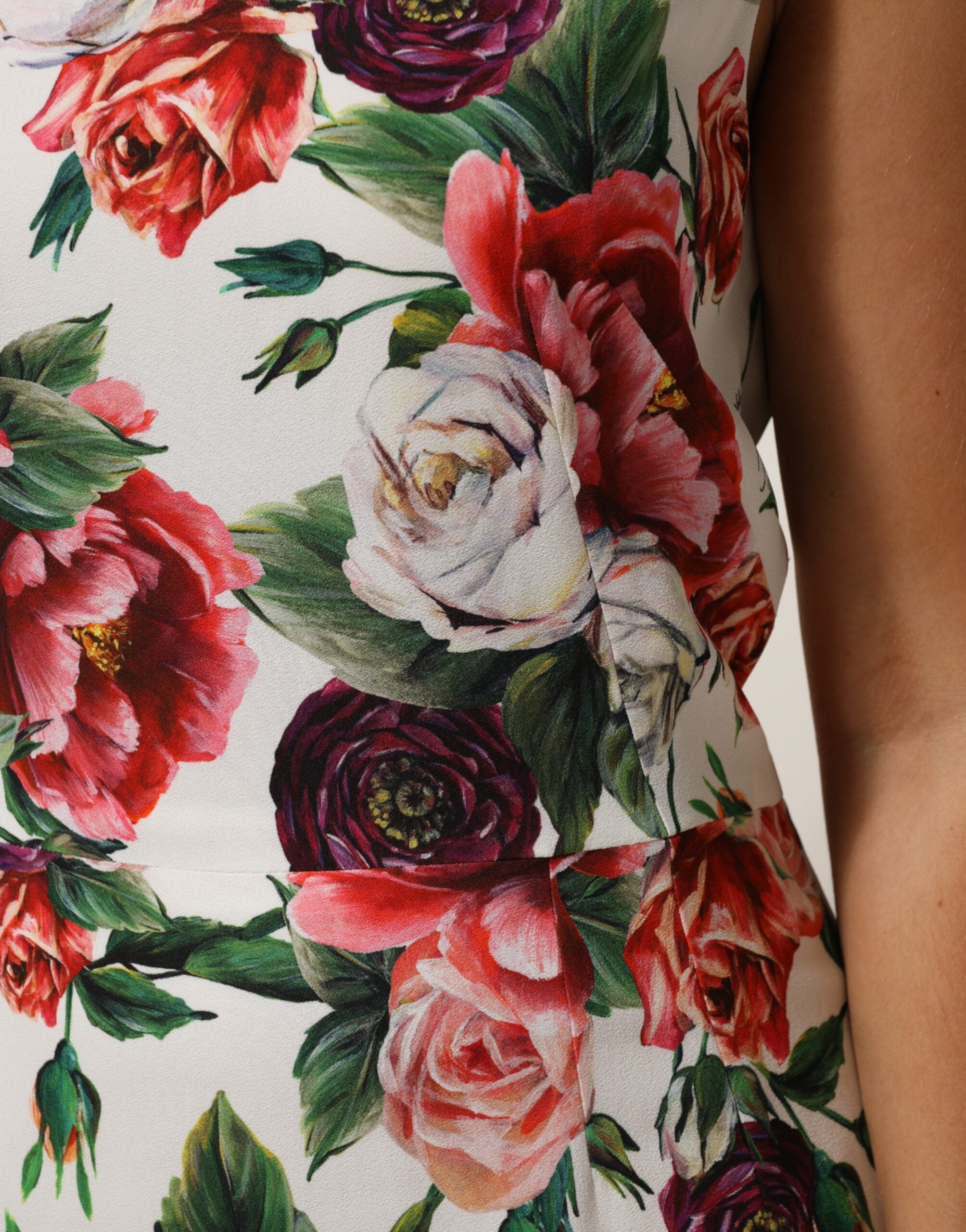 Dolce & Gabbana Etuikleid aus Viskose mit mehrfarbigem Blumendruck