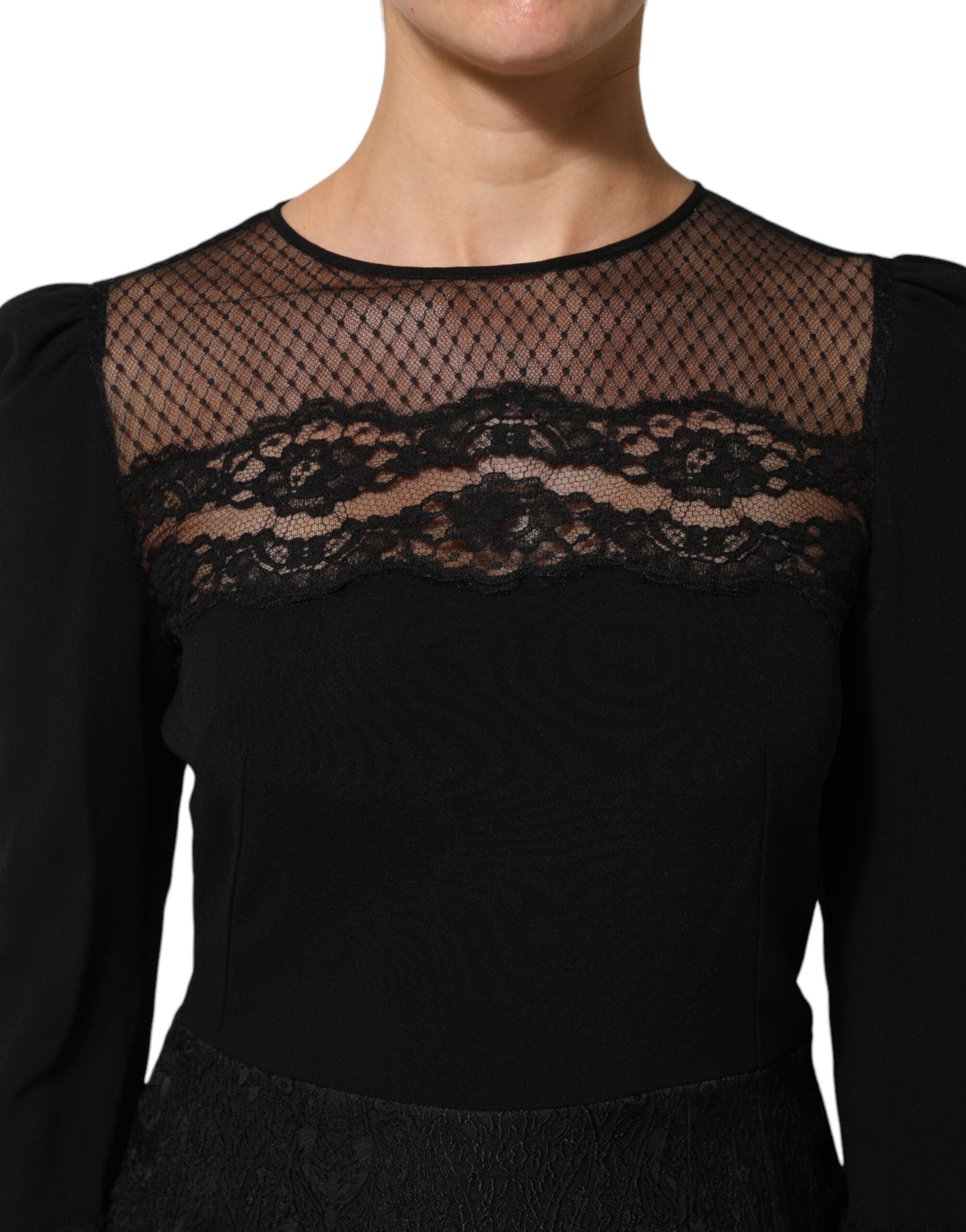 Dolce & Gabbana Schwarzes Etuikleid im A-Linien-Schnitt mit Blumen-Spitzenbesatz