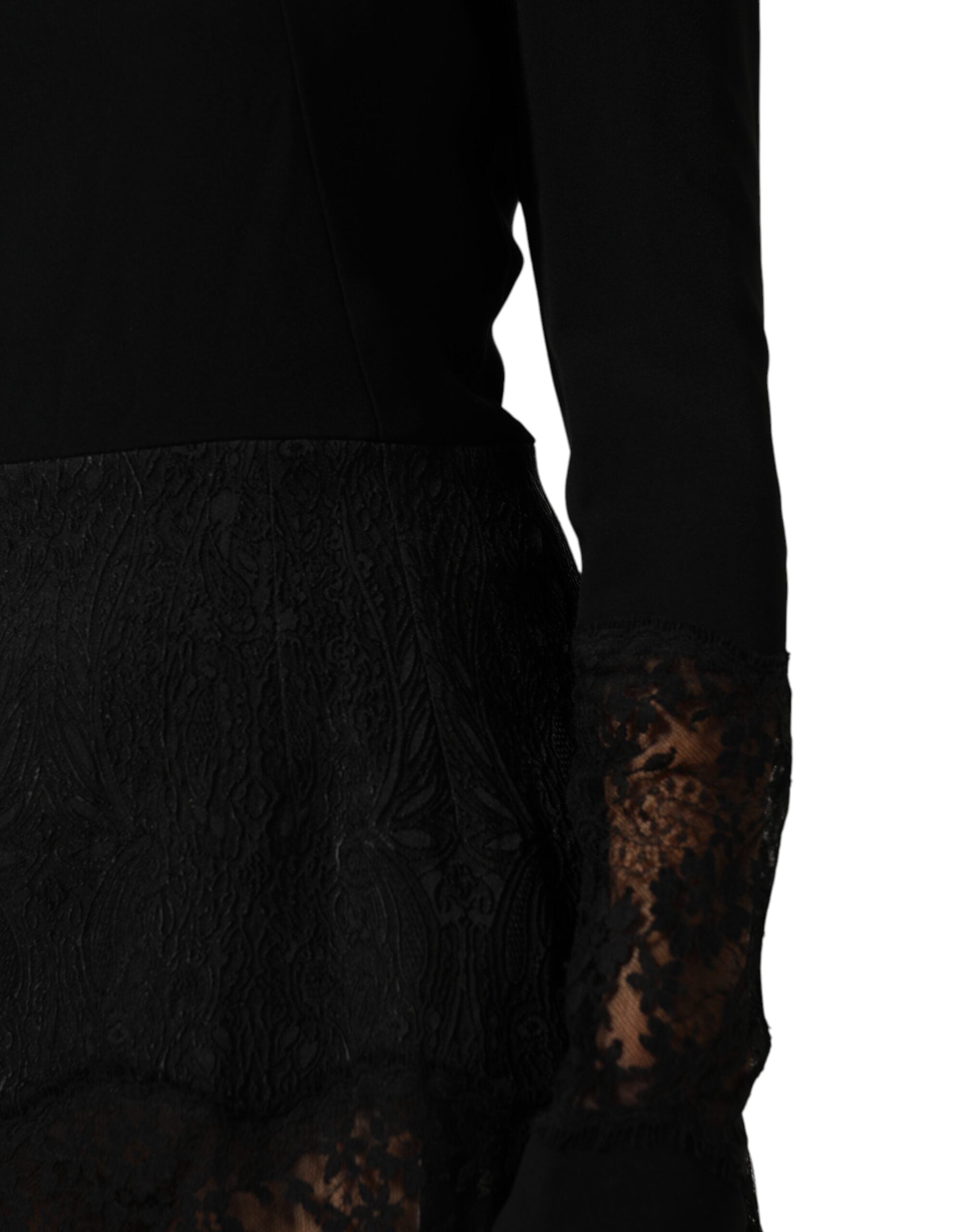 Dolce & Gabbana Schwarzes Etuikleid im A-Linien-Schnitt mit Blumen-Spitzenbesatz