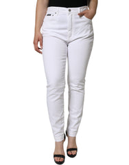Dolce & Gabbana Weiße AUDREY Baumwoll-Skinny-Jeans mit Logo