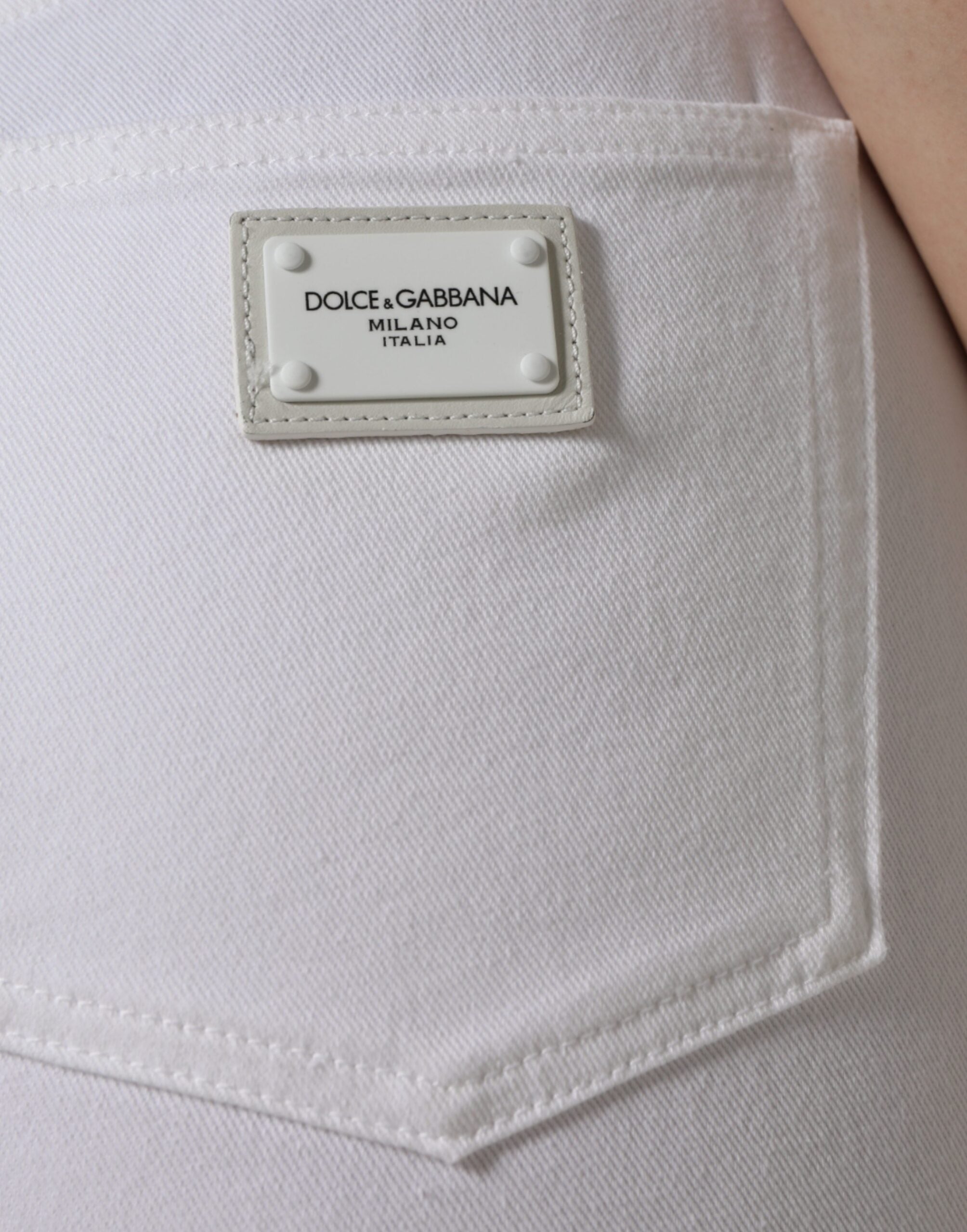 Dolce & Gabbana Weiße AUDREY Baumwoll-Skinny-Jeans mit Logo