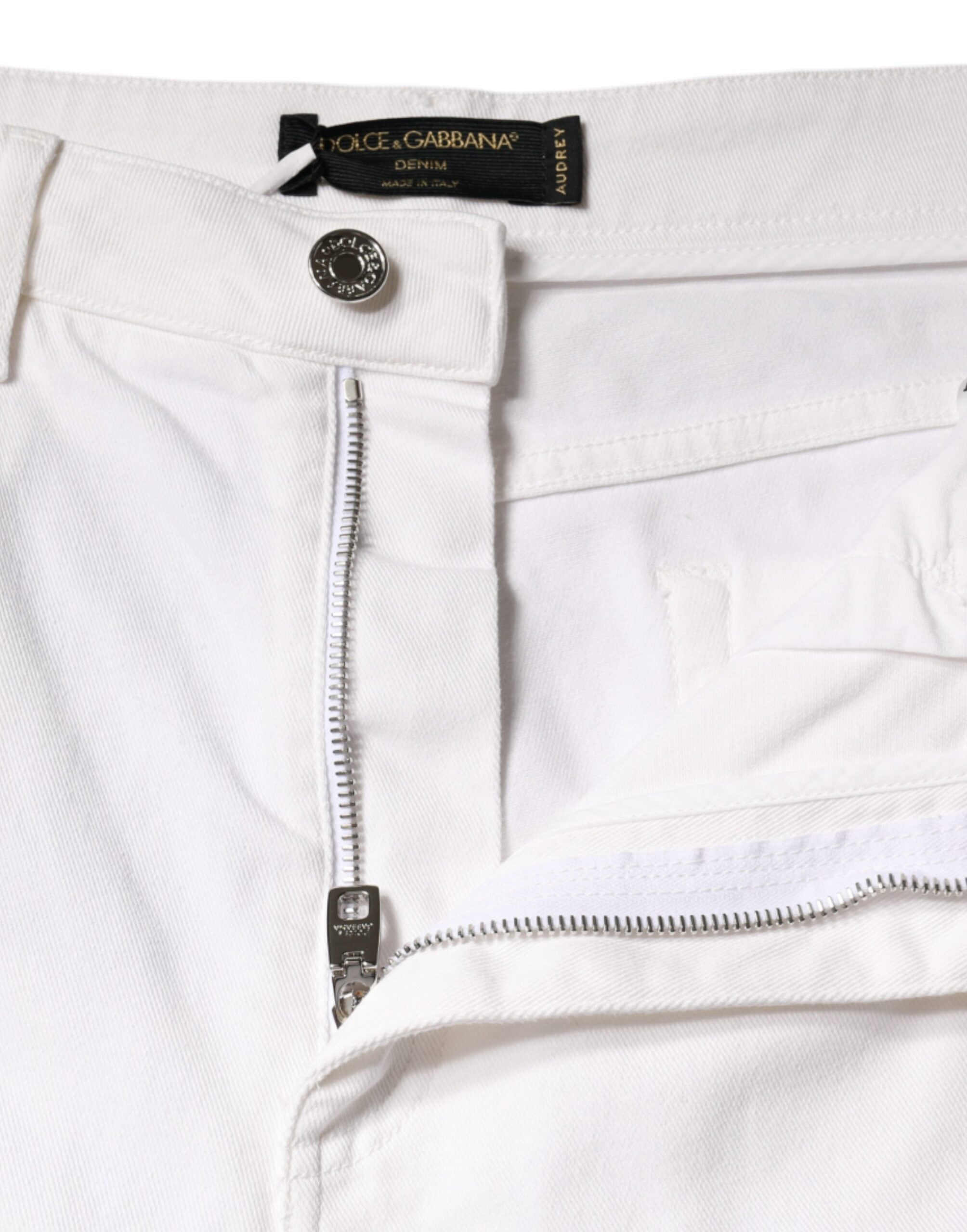 Dolce & Gabbana Weiße AUDREY Baumwoll-Skinny-Jeans mit Logo