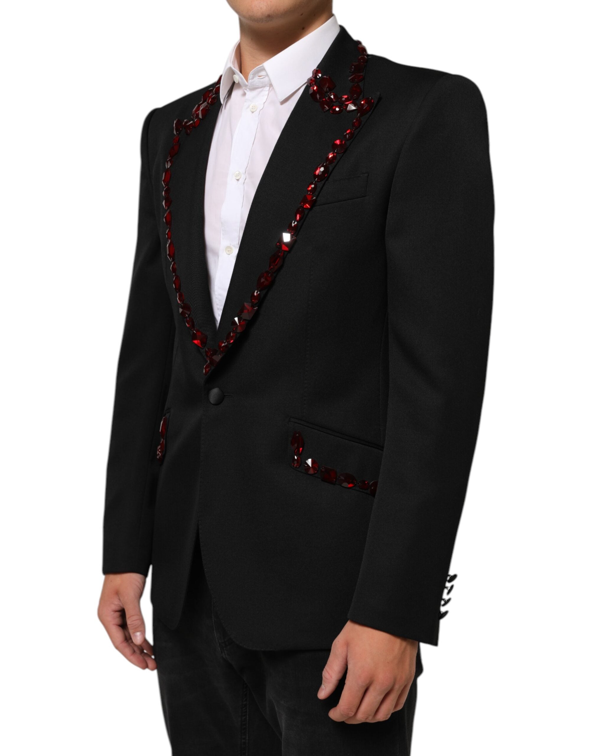 Dolce & Gabbana Schwarzer SICILIA Herrenblazer mit Kristallverzierung
