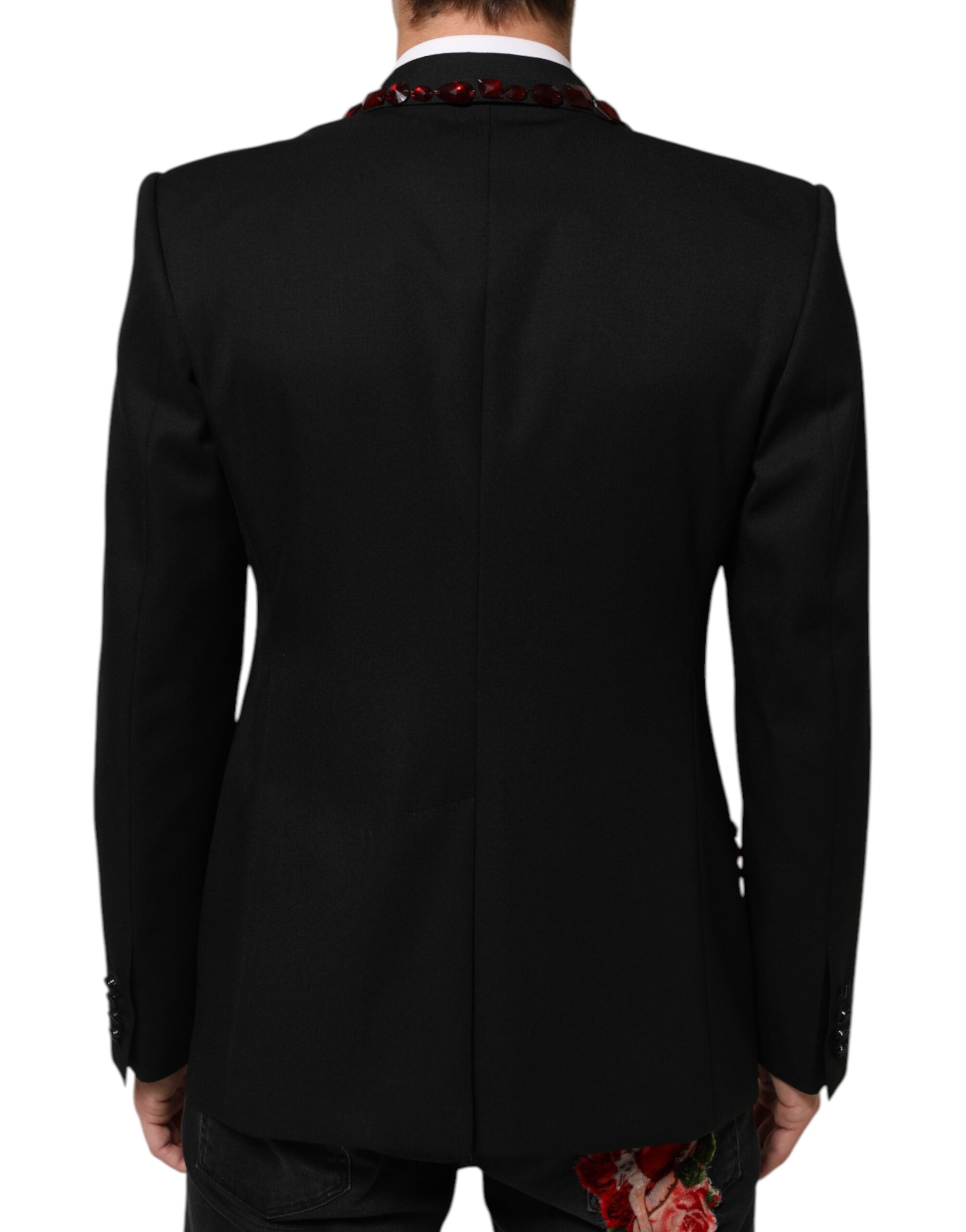 Dolce & Gabbana Schwarzer SICILIA Herrenblazer mit Kristallverzierung