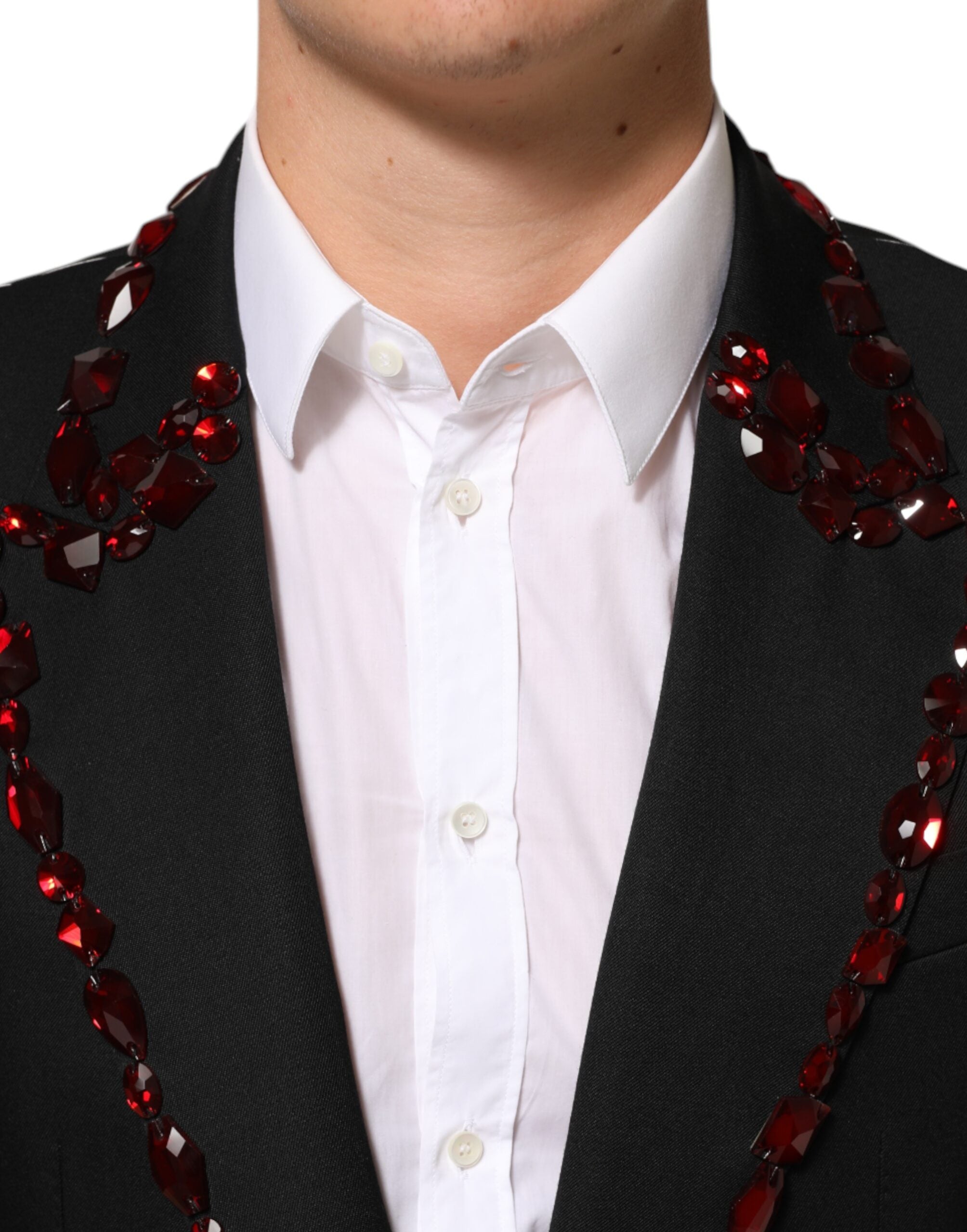 Dolce & Gabbana Schwarzer SICILIA Herrenblazer mit Kristallverzierung