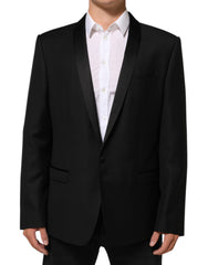 Dolce & Gabbana Zwart Wollen GOUDEN 1 Knoop Herenpak Blazer