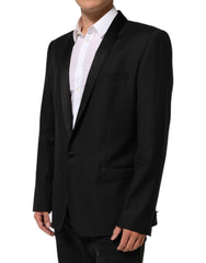 Dolce & Gabbana Zwart Wollen GOUDEN 1 Knoop Herenpak Blazer