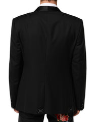 Dolce & Gabbana Zwart Wollen GOUDEN 1 Knoop Herenpak Blazer
