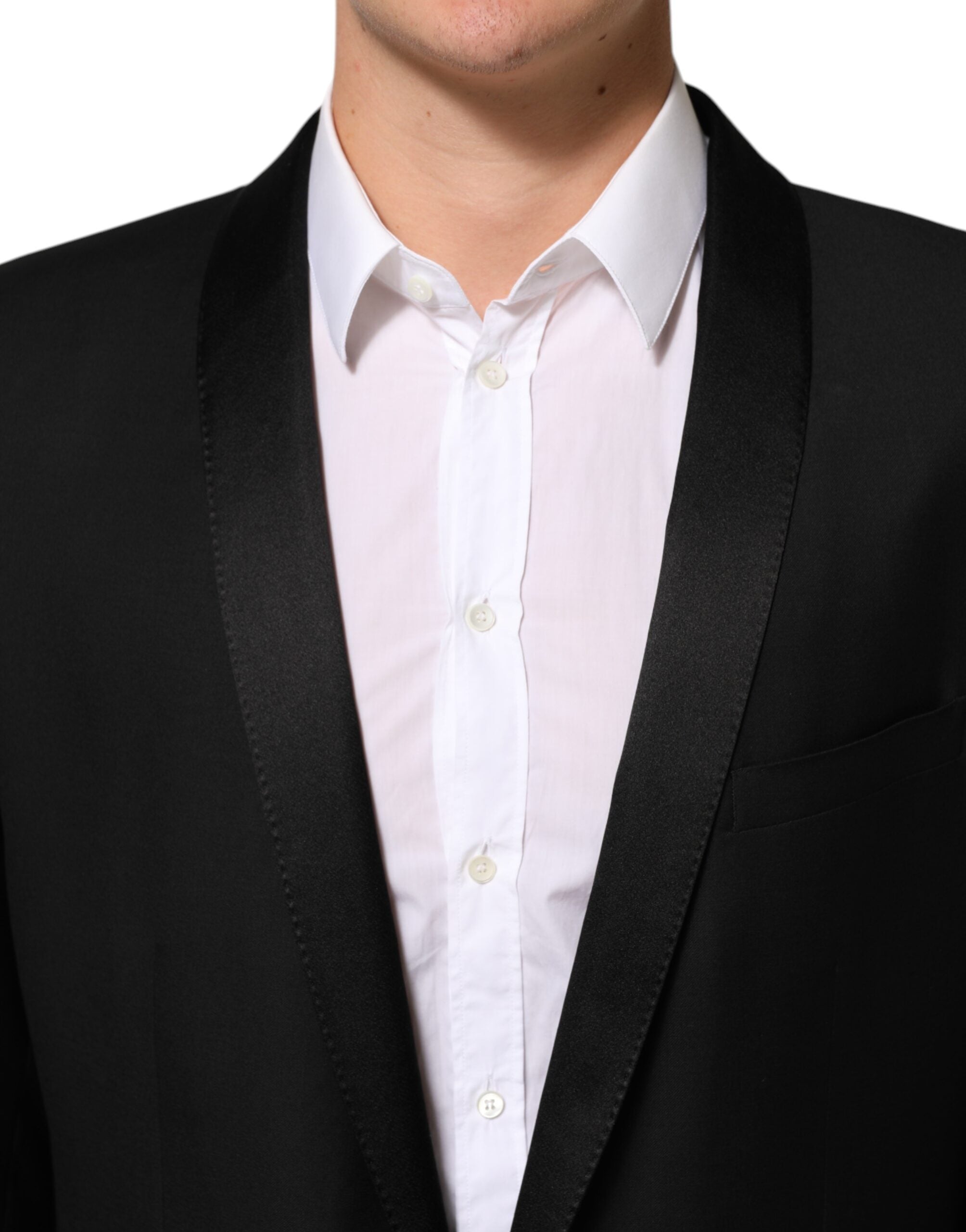 Dolce & Gabbana Zwart Wollen GOUDEN 1 Knoop Herenpak Blazer