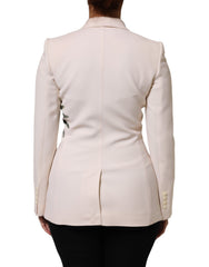 Dolce & Gabbana Beige Geborduurd Enkelborstig Jasje