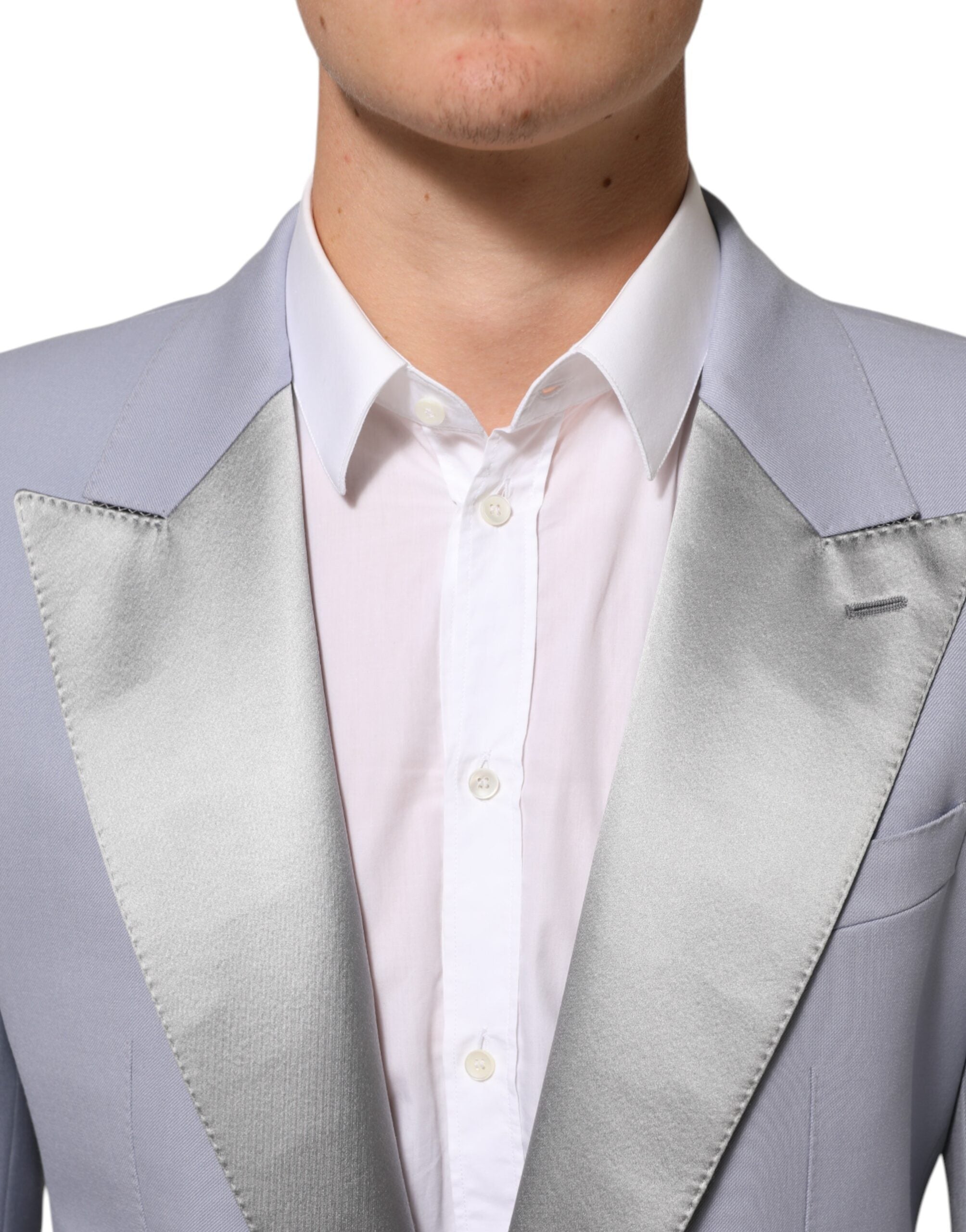 Dolce & Gabbana Grauer Herrenanzug-Blazer aus Wolle mit 2 Knöpfen, Modell SICILIA