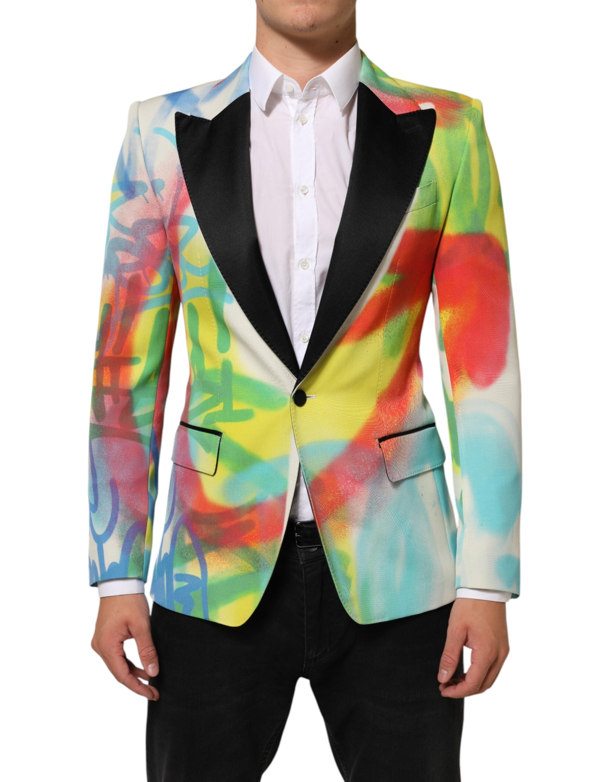 Dolce & Gabbana Multicolor Graffiti SICILIA 1-Knopf Herrenanzugsakko