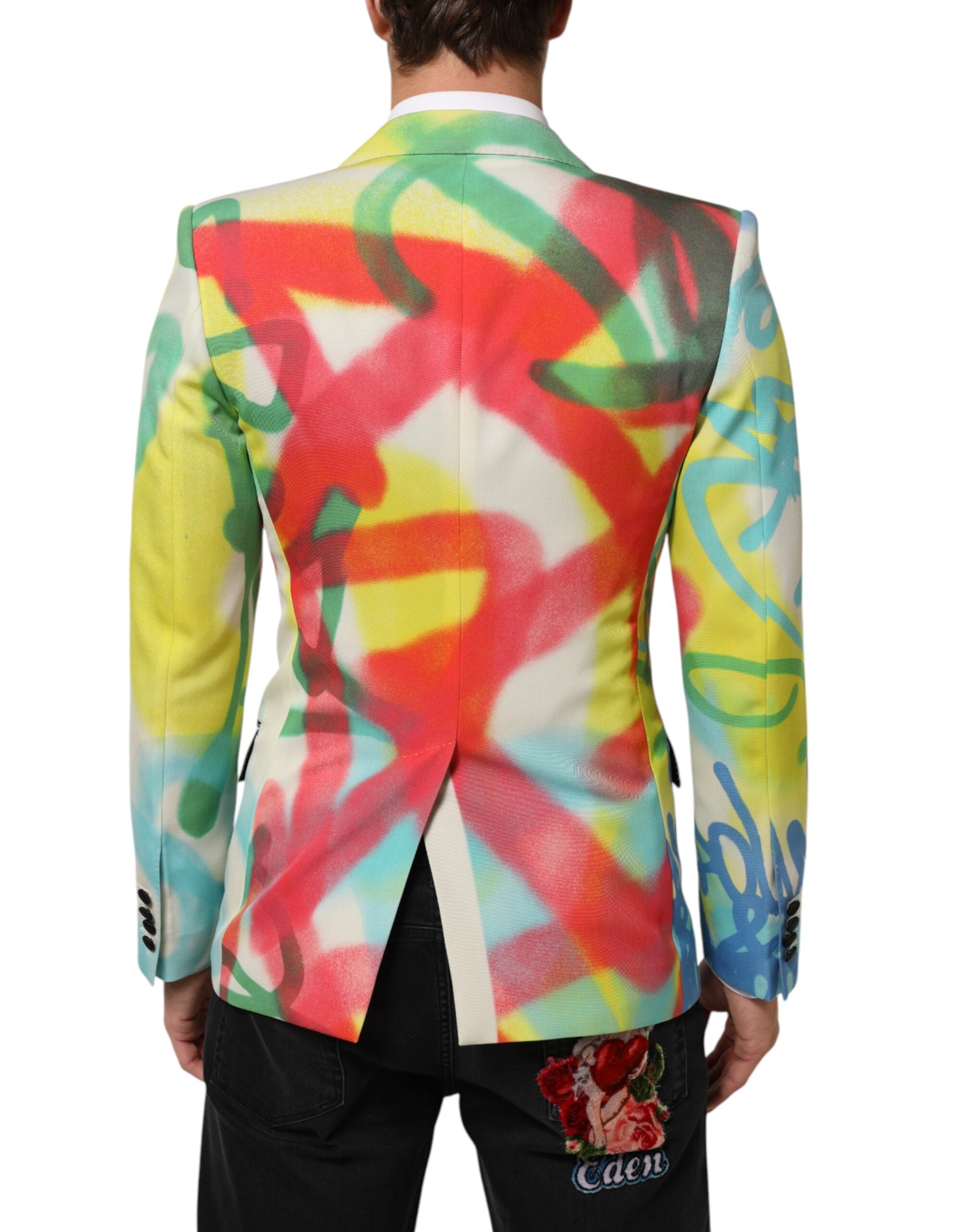 Dolce & Gabbana Multicolor Graffiti SICILIA 1-Knopf Herrenanzugsakko
